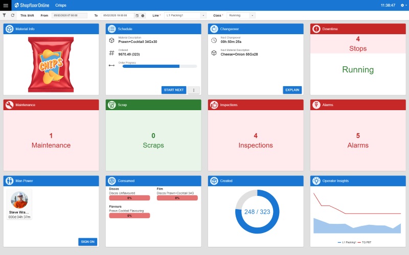 screenshot of Infor MES